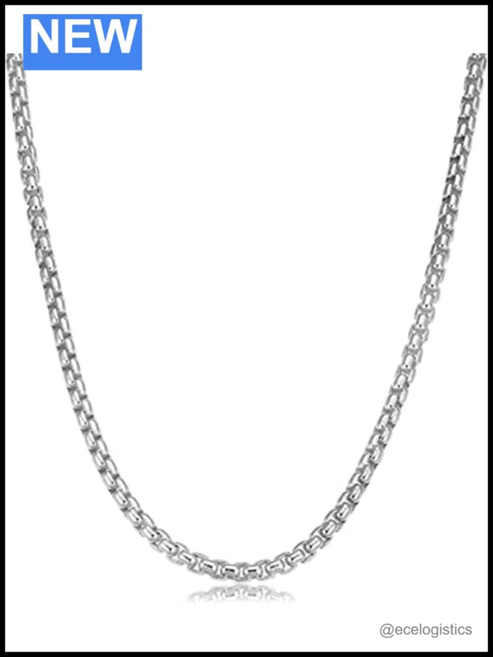 925 Sterling Silver Box Link Bracelet Solid Rhodium Plated Chain